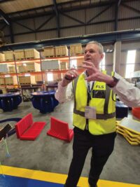 Warren Walker, head of Global Manufacturing – Polyurethane Operations at FLS, guided media on a tour through the Delmas facility.